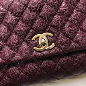 Burgundy Caviar Quilted Medium Coco Handle Flap