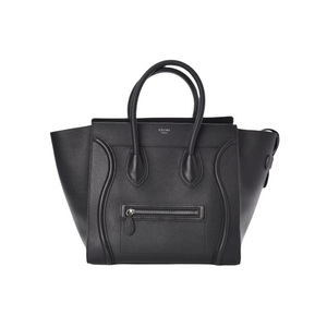 Luggage Tote Micro Pebbled Leather Black