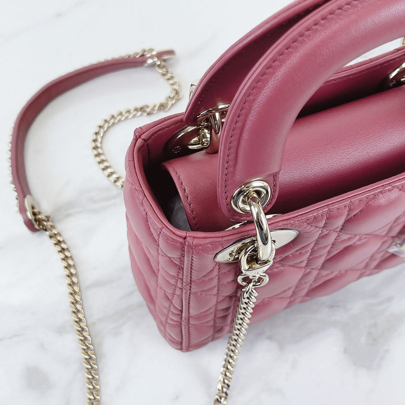 Mini Lady Dior Lambskin Rose Pink SHW