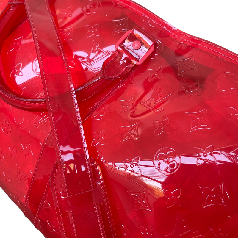 Keepall Clear SS19 Virgil Abloh Bandouliere 50 Red PVC