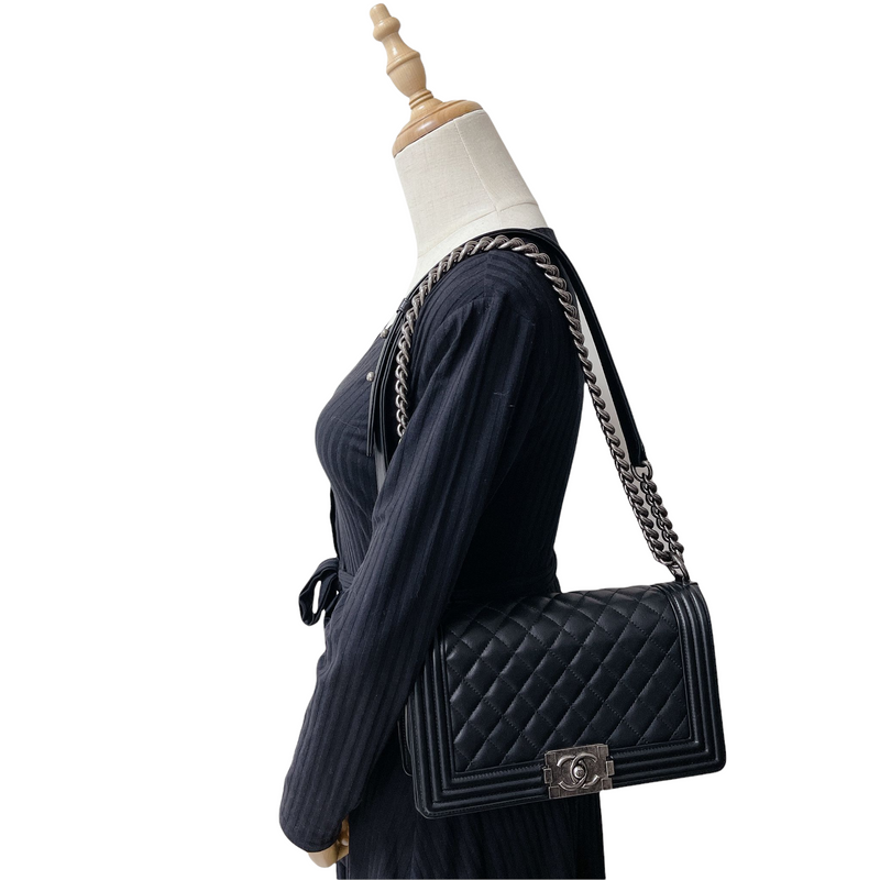 Boy Old Medium Calfskin Black RHW