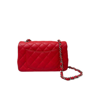 Mini Rectangle Lambskin Red SHW