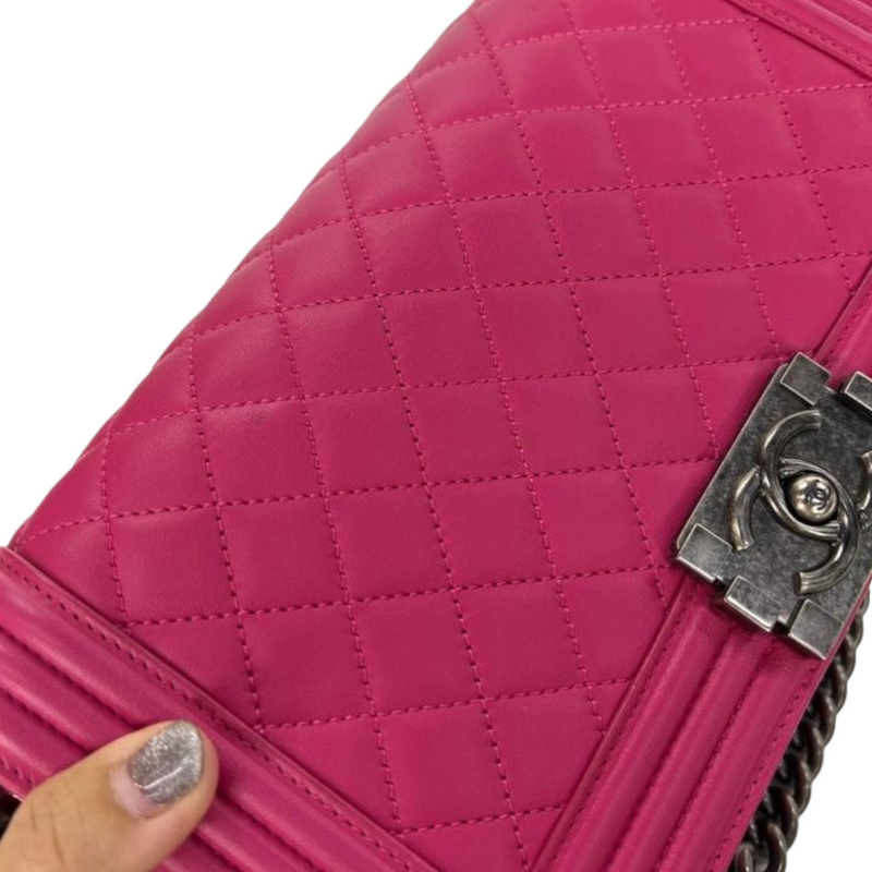 Chanel Boy Leather Crossbody Bag In Pink