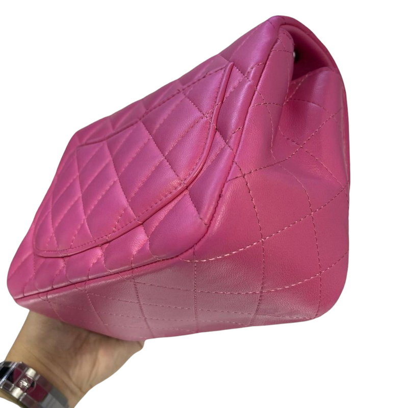 Square Mini Flap Quilted Lambskin Pink SHW