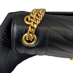 Medium Envelope Flap Leather Black GHW