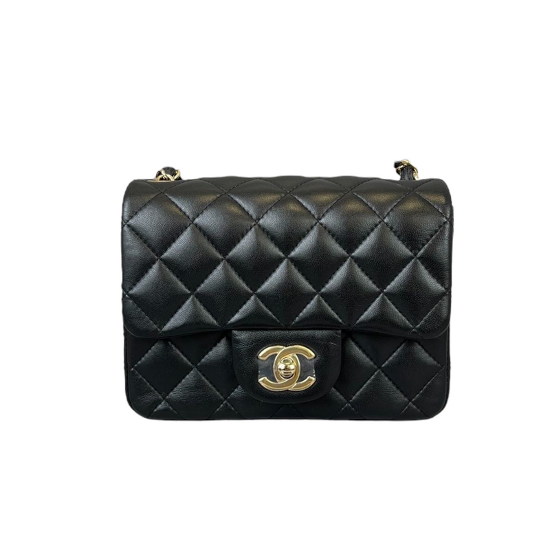 Classic Flap Square Mini Lambskin Black GHW