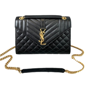 Medium Envelope Flap Leather Black GHW