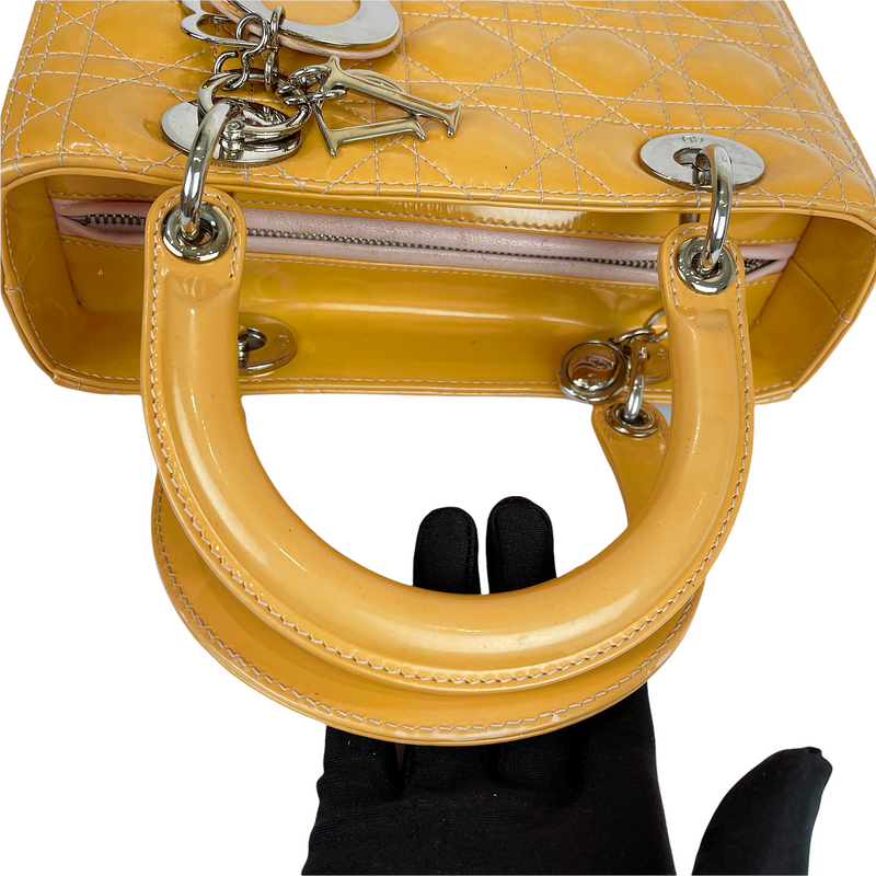 Lady Dior Medium Patent Leather Orange SHW