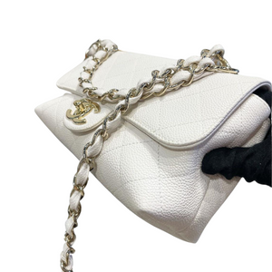 Quilted Caviar Top Chain Mini White GHW