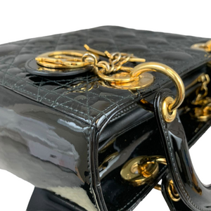 Lady Dior Medium Patent Black GHW