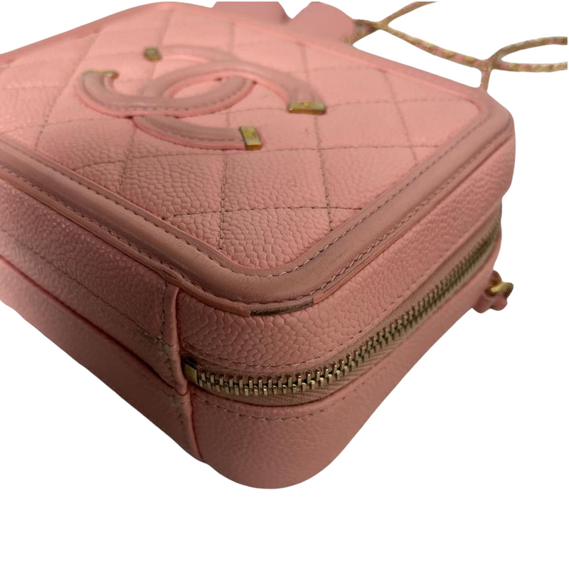 Filigree Vanity Case Small Caviar Pink GHW