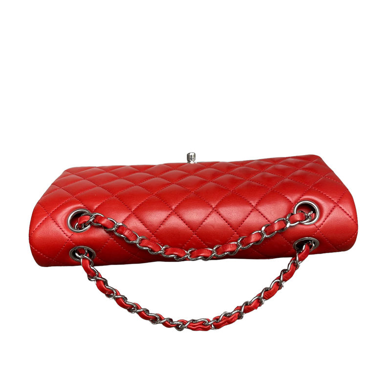 Medium Classic Double Flap Lambskin Red SHW