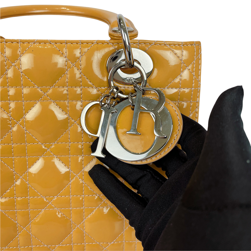 Lady Dior Medium Patent Leather Orange SHW