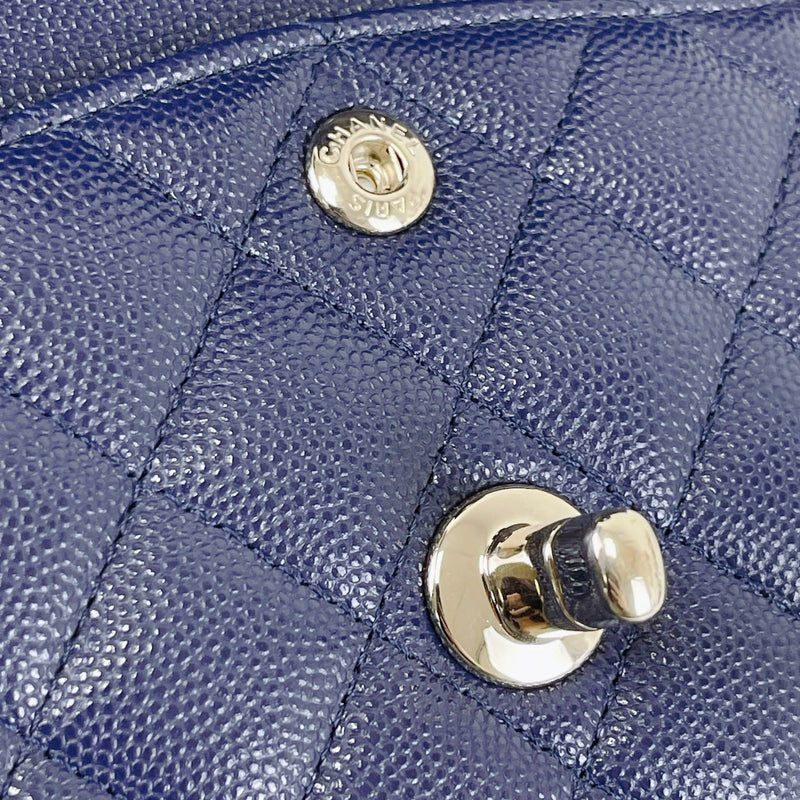 Small Classic Double Flap Caviar Blue LGHW