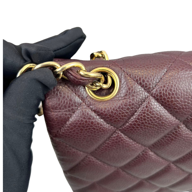 Double Flap Maxi Caviar Burgundy GHW