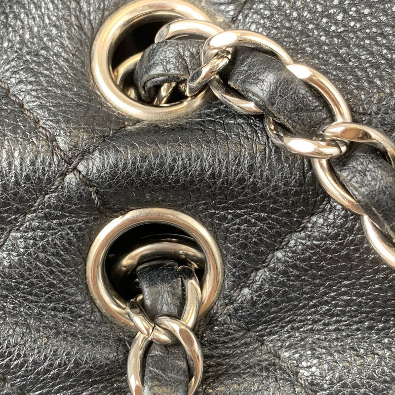 Quilted Double Gusset Washed Caviar black SHW