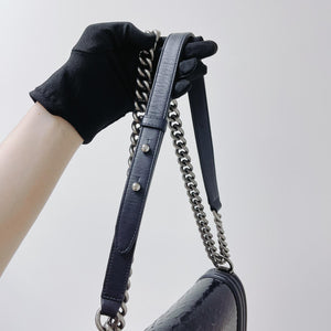 Python-Leather Old Medium Boy Navy Blue