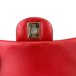 Classic Flap Square Mini Lambskin Red GHW