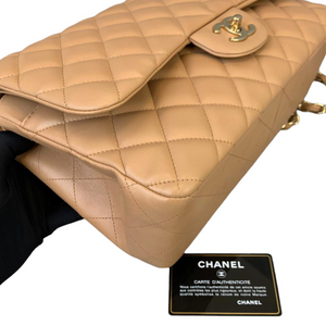 Double Flap Jumbo Dark Beige GHW