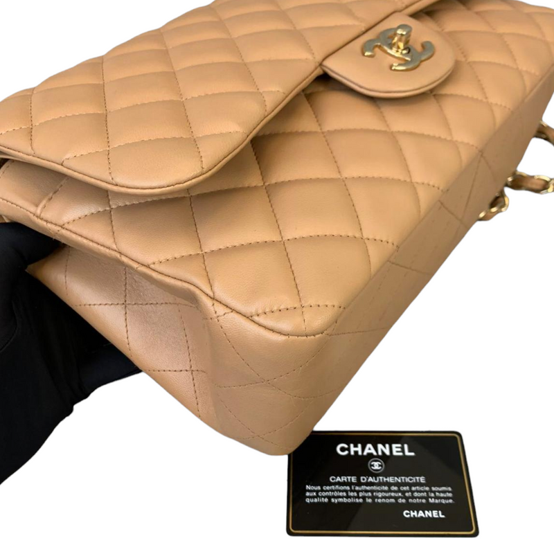 Double Flap Jumbo Dark Beige GHW