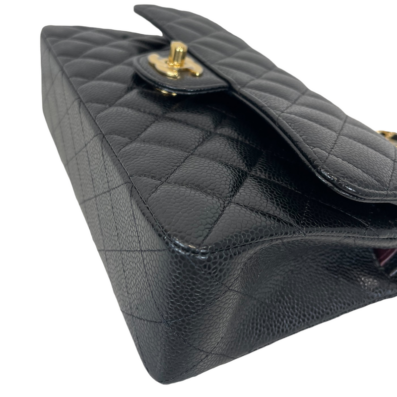 Small Classic Double Flap Caviar Black GHW