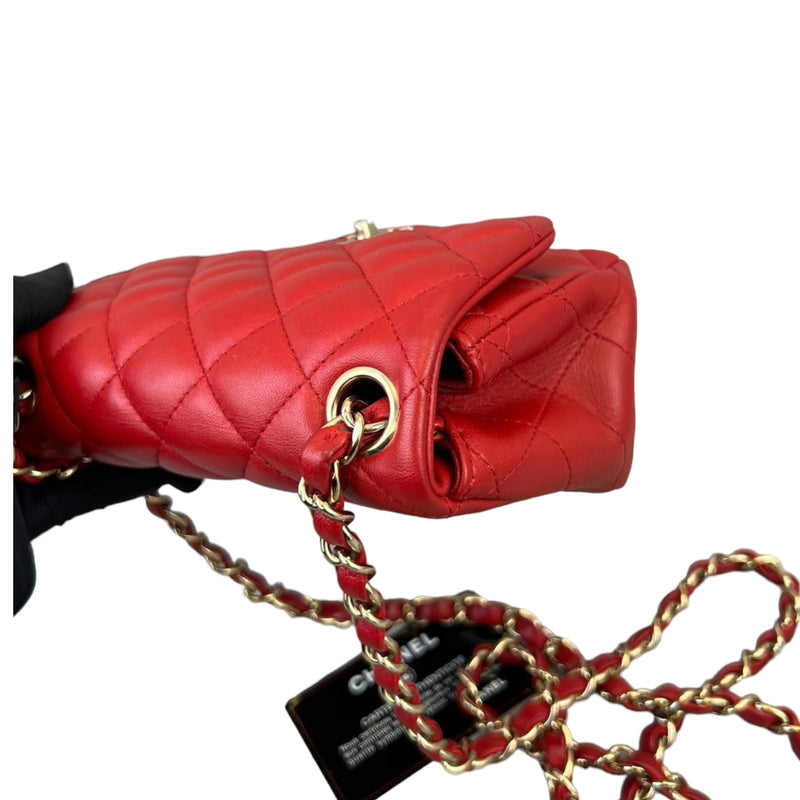 Classic Flap Square Mini Lambskin Red GHW