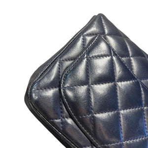 Classic Flap Square Mini Lambskin Dark Blue SHW