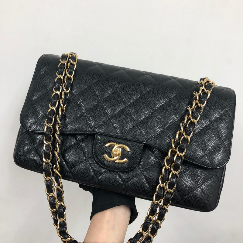 Classic Double Flap Jumbo Bag in Black Caviar with GHW