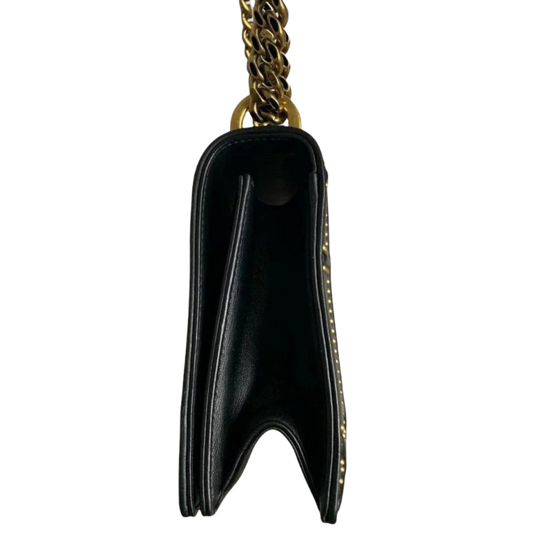 Studded Diorama Bag Medium Leather Black GHW