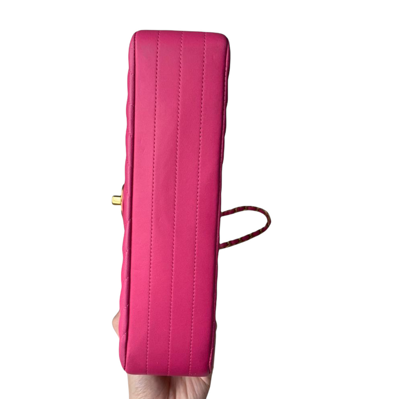 Classic Chevron Double Flap Medium Lambskin Pink GHW