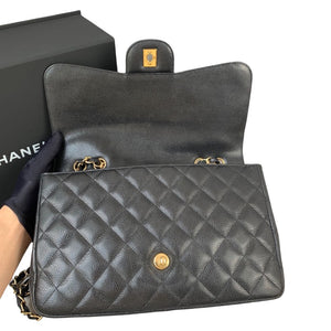Single Flap Jumbo Black Caviar GHW