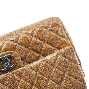 Medium Classic Flap Crumpled Calfskin Brown RHW