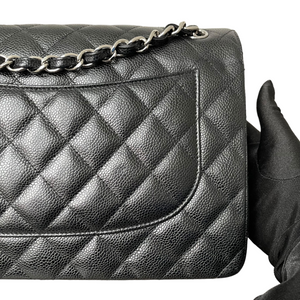 Jumbo Classic Double Flap Caviar Black SHW