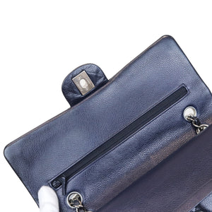 Classic Double Flap Caviar Medium Blue SHW