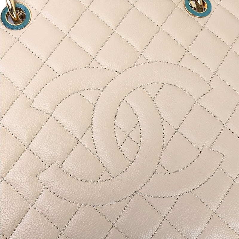 GST Grand Shopping Tote Beige Caviar GHW