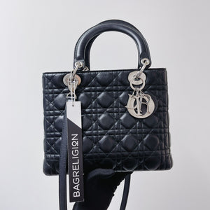 Classic Lambskin Medium Lady Dior Black SHW