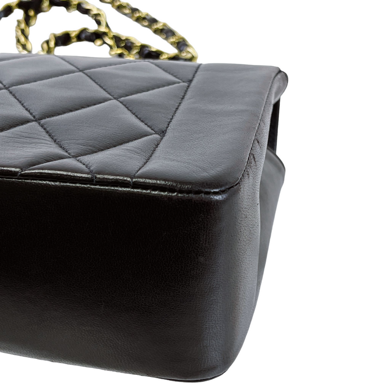 Small Classic Diana flap Black Lambskin GHW