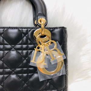 Cannage Lambskin Lucky Badges My Lady Dior Small Dark Grey