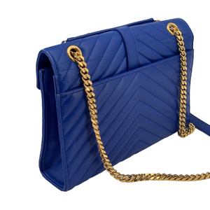 Envelope Medium Leather Blue GHW