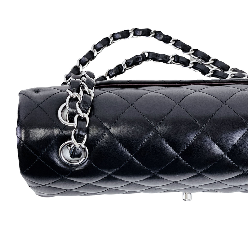 Medium Classic Double Flap Lambskin Black SHW