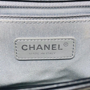 Le Boy Chevron Calfskin Flap Bag with Shiny Silver Hardware New Medium