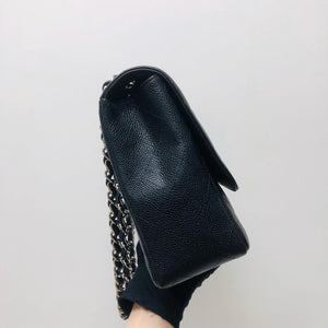 Single Flap Classic Jumbo in Black Caviar with SHW