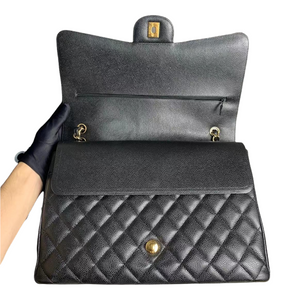 Classic Double Flap Caviar Maxi Black GHW