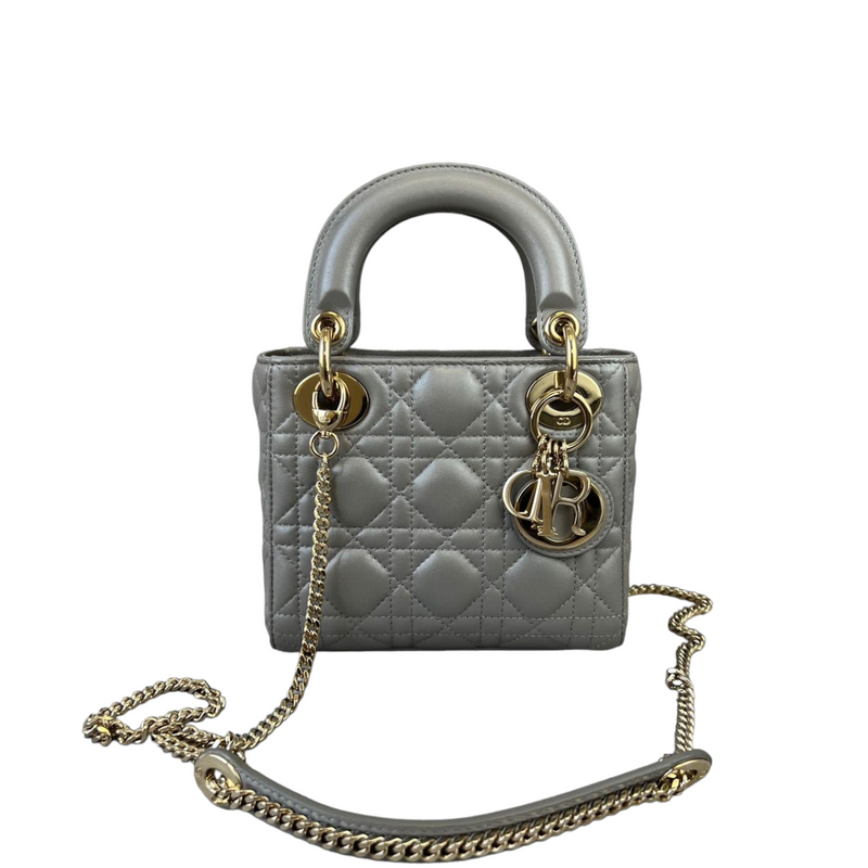 Mini Lady Dior Lambskin Silver GHW