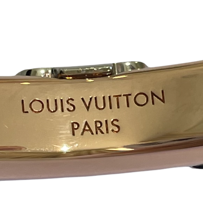 LOUIS VUITTON Brass Crystal Monogram Nanogram Strass Cuff S Gold