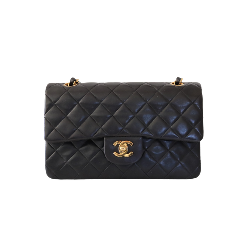 Chanel Timeless Vintage Small Black Lambskin 24 k GHW - Luxury