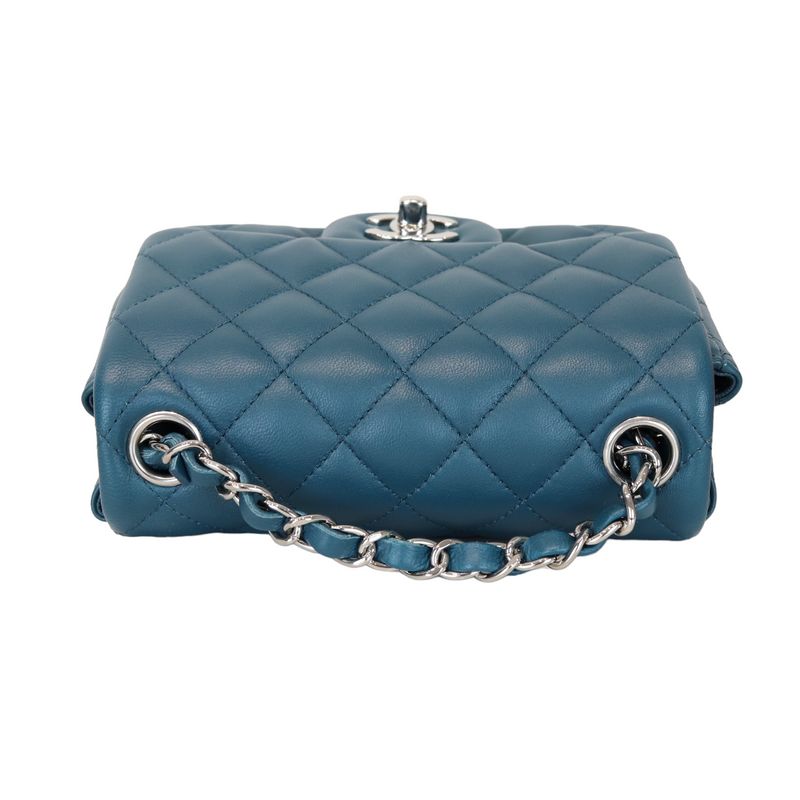 Mini Square Flap Cafskin Quilted Blue Fonce SHW