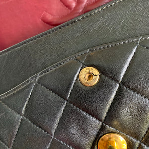 Vintage Lambskin Double Flap M/L with GHW In black