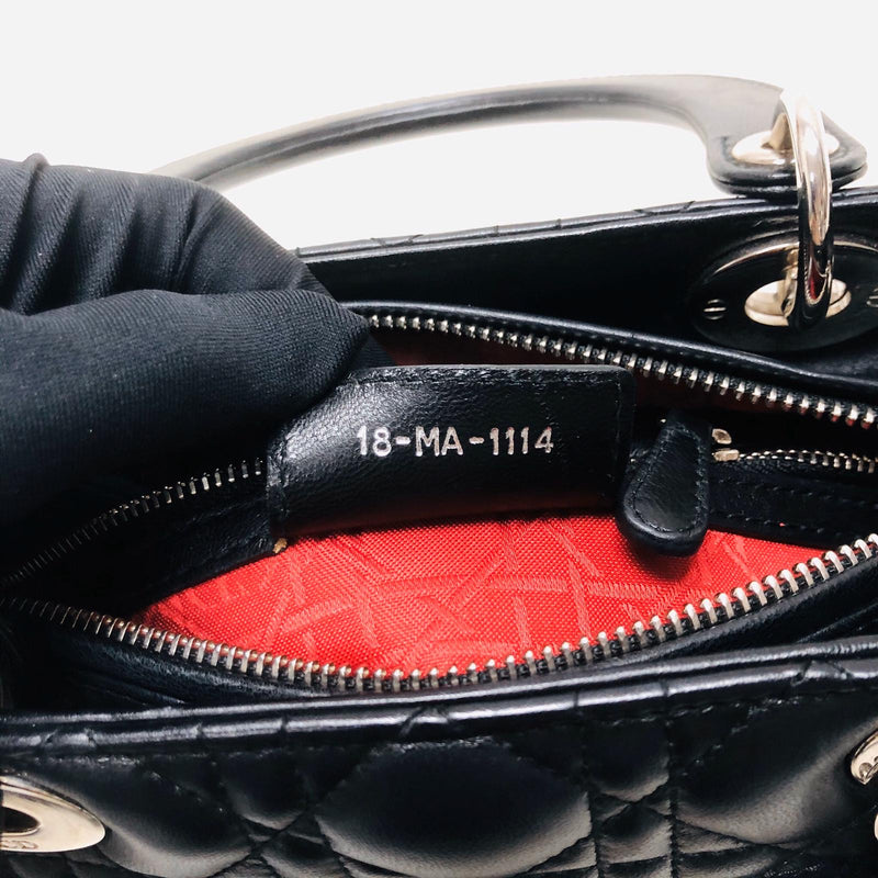 Classic Lambskin Cannage Medium Lady Dior Black Leather Bag