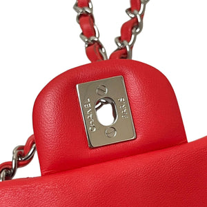 Mini Rectangle Lambskin Red SHW